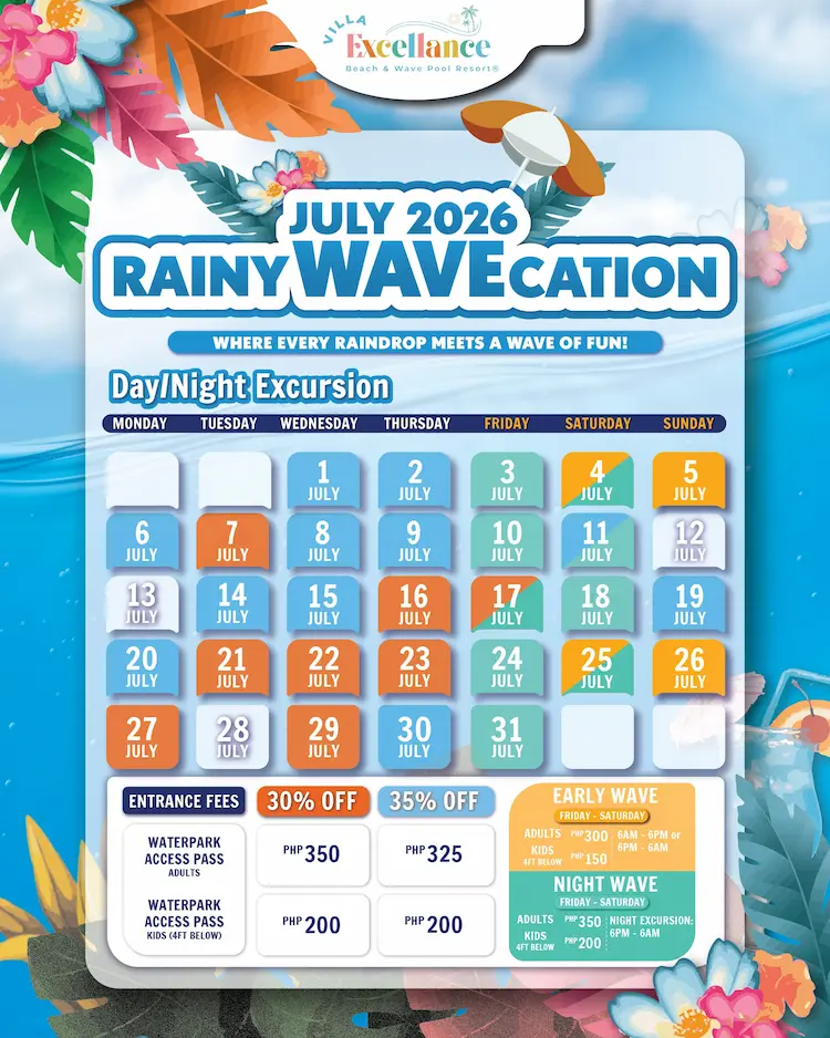 July 2026 Rainy Wavecation: Discounted Day and Night Excursion Entrance Fees